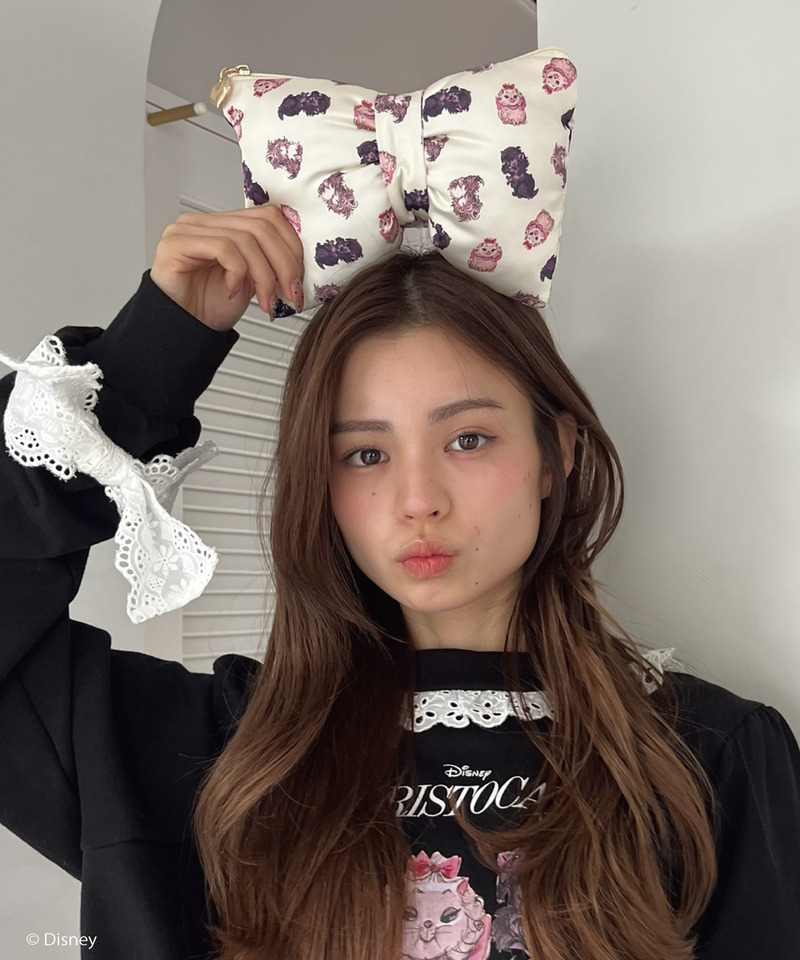 【Disney】おしゃれキャット / リボンポーチ 詳細画像 オフホワイト 8