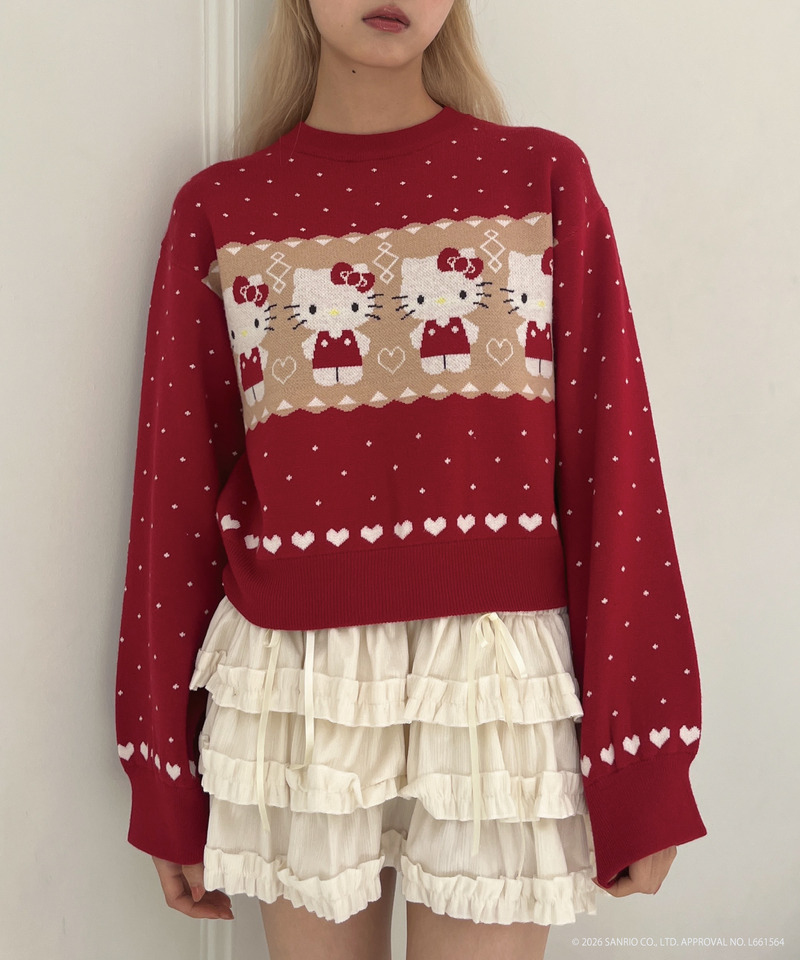【HELLO KITTY】NORDIC KNIT 詳細画像 レッド 1
