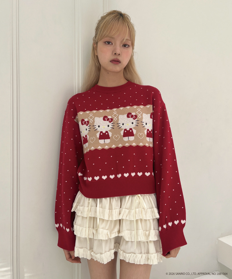 【HELLO KITTY】NORDIC KNIT 詳細画像 レッド 11