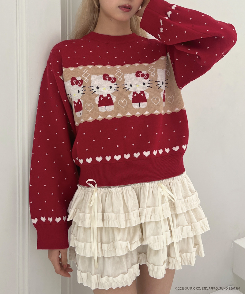 【HELLO KITTY】NORDIC KNIT 詳細画像 レッド 3