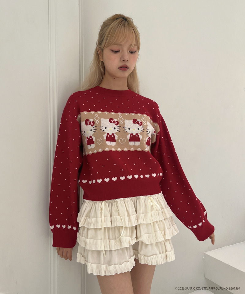 【HELLO KITTY】NORDIC KNIT 詳細画像 レッド 4