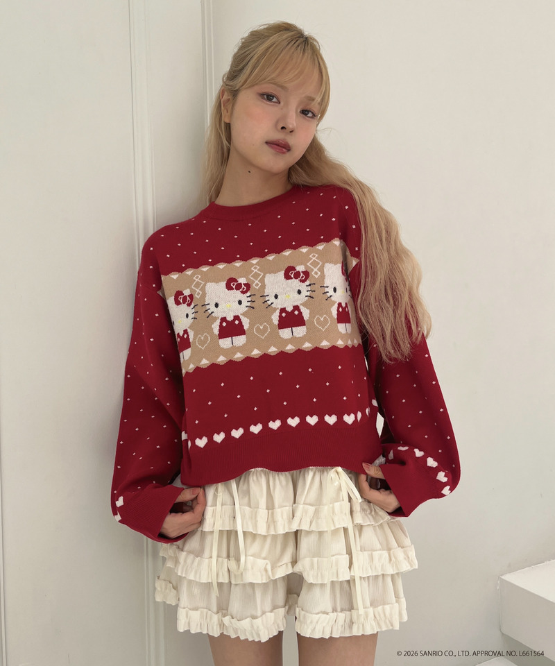 【HELLO KITTY】NORDIC KNIT 詳細画像 レッド 5