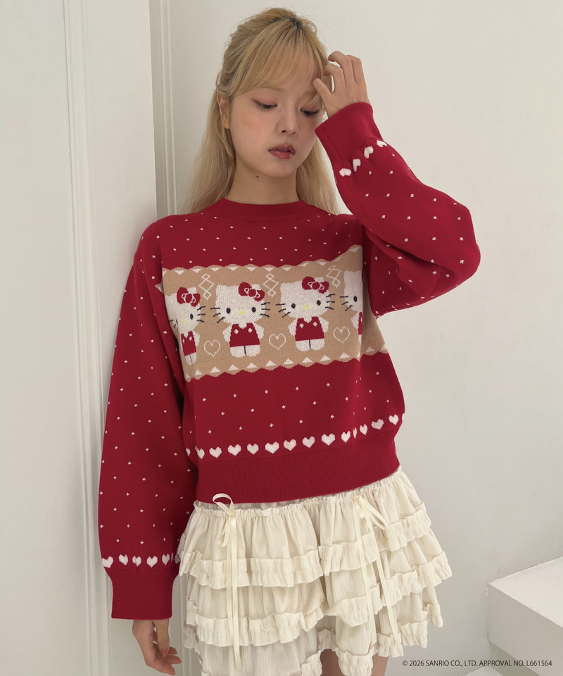【HELLO KITTY】NORDIC KNIT 詳細画像 レッド 6