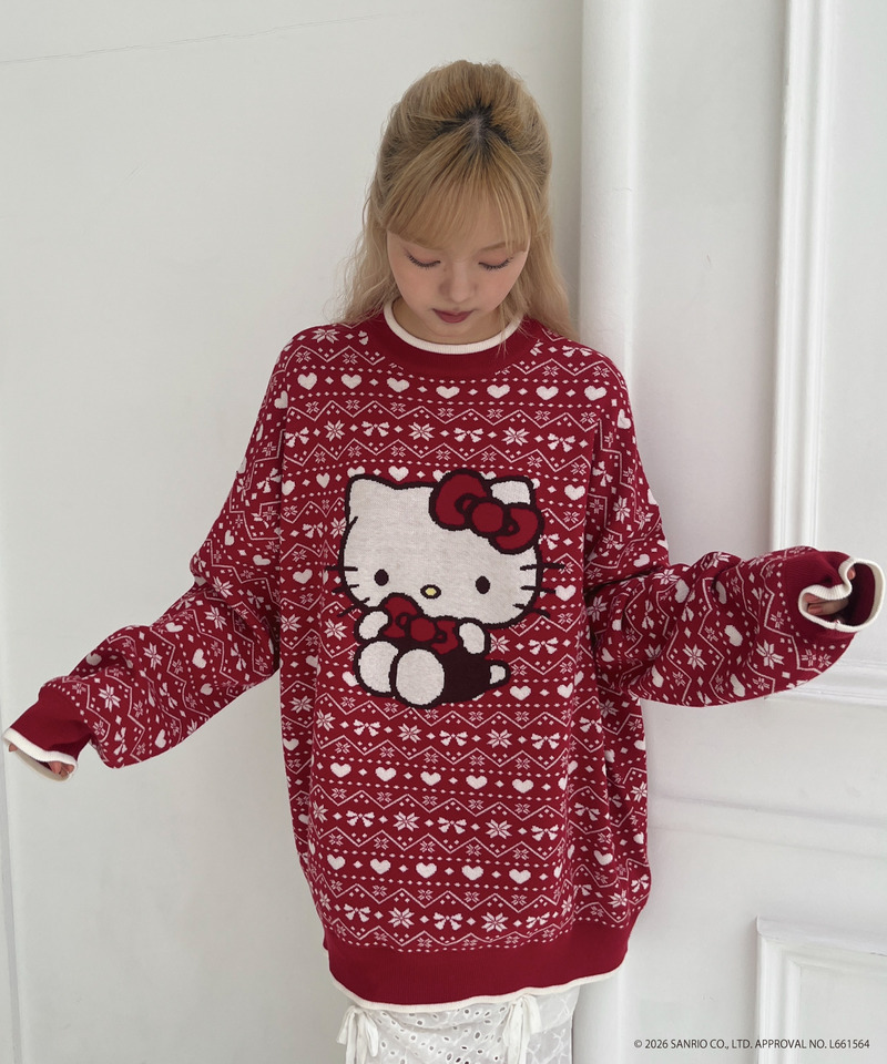 【HELLO KITTY】BIG NORDIC KNIT 詳細画像 レッド 13