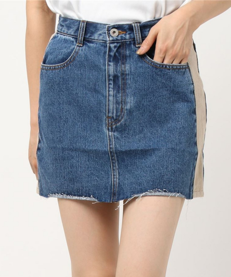 コーデュロイラインデニムミニスカート 詳細画像 デニムブルー 3