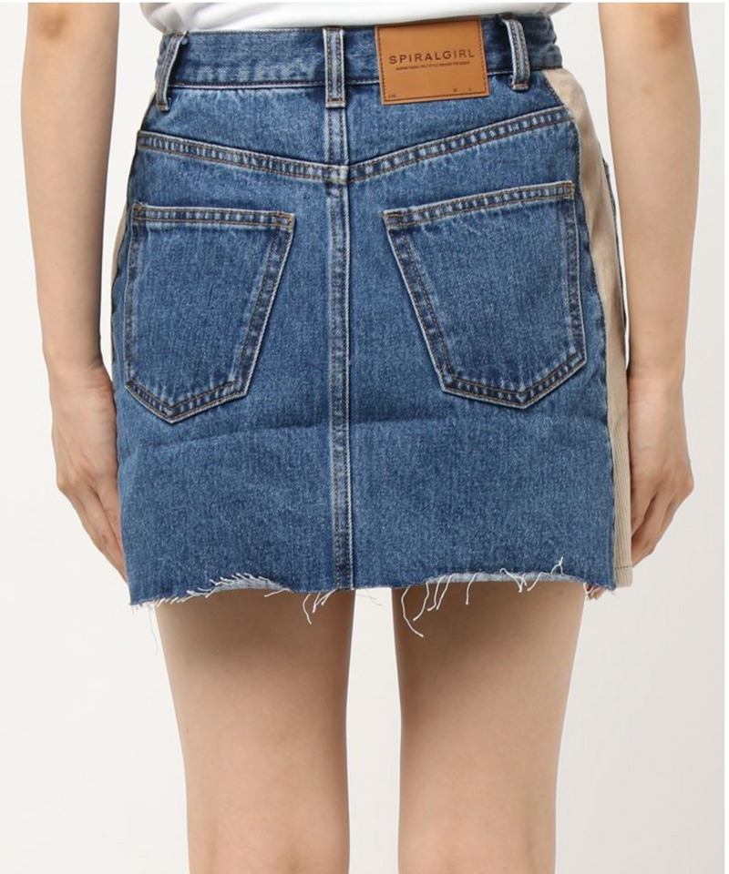 コーデュロイラインデニムミニスカート 詳細画像 デニムブルー 4