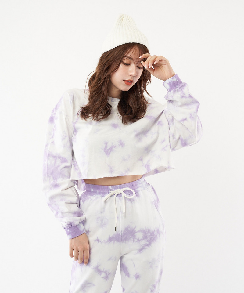 タイダイ染めロングスリーブトップス 詳細画像 パープル 1