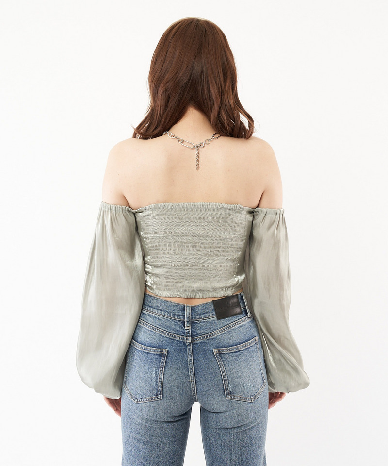 袖ボリュームギャザーブラウス 詳細画像 グリーン 3