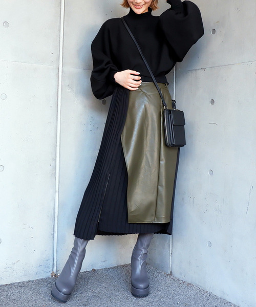 サイドプリーツアシメロングスカート 詳細画像