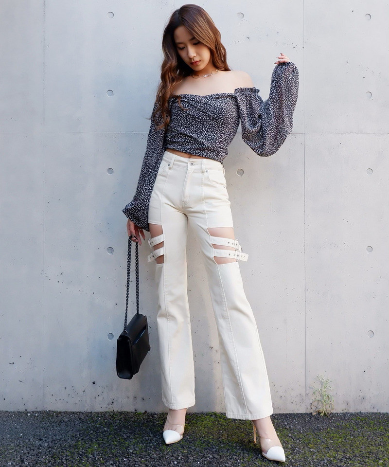 オフショルレオパード柄ブラウス 詳細画像 ブラック系 3