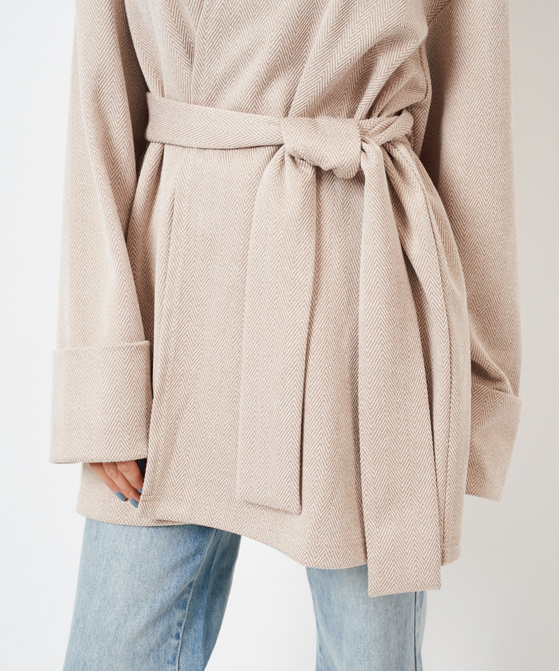 ヘリンボンガウンカーディガン 詳細画像 ベージュ 13