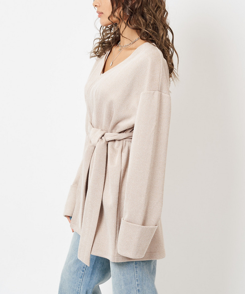 ヘリンボンガウンカーディガン 詳細画像 ベージュ 9