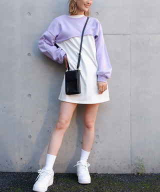 ショート裏毛レイヤードワンピース