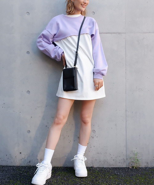 ショート裏毛レイヤードワンピース 詳細画像