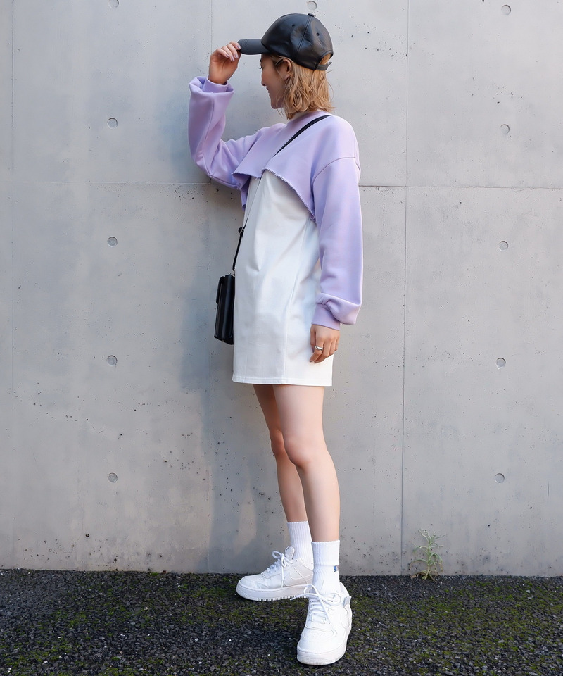 ショート裏毛レイヤードワンピース 詳細画像 パープル 2