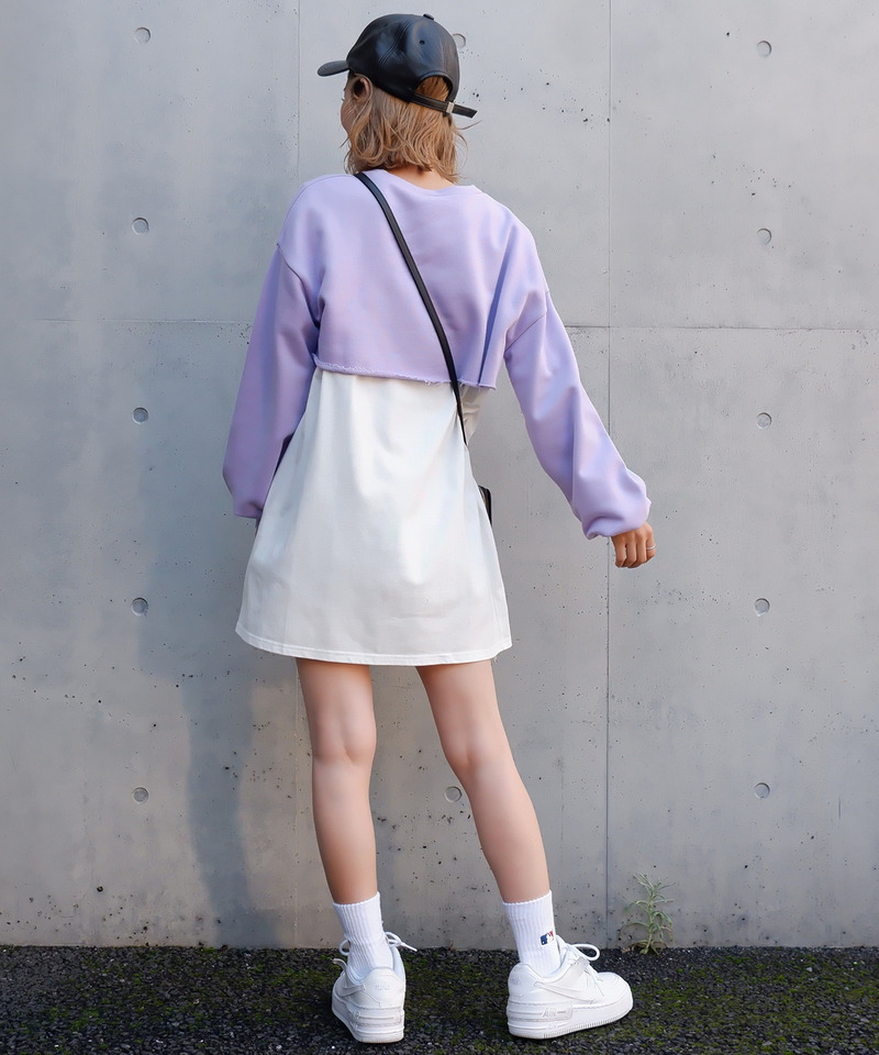 ショート裏毛レイヤードワンピース 詳細画像 パープル 3