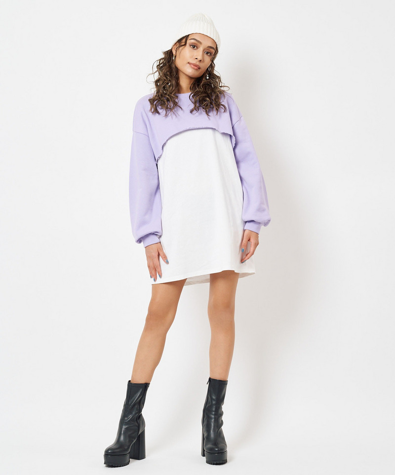 ショート裏毛レイヤードワンピース 詳細画像 パープル 5