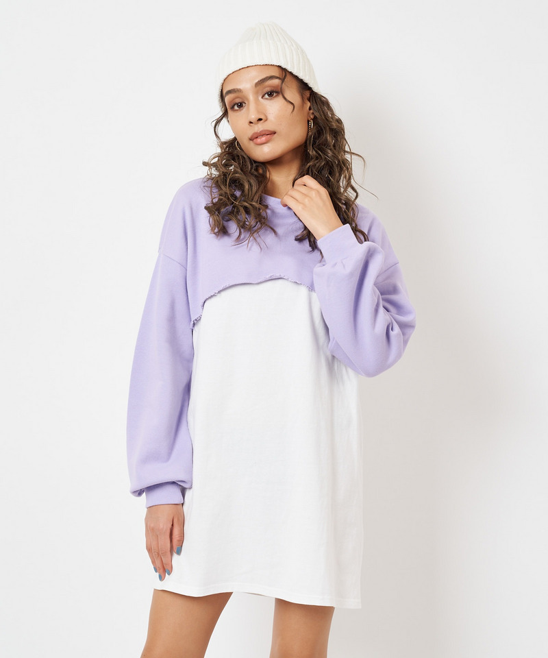 ショート裏毛レイヤードワンピース 詳細画像 パープル 6