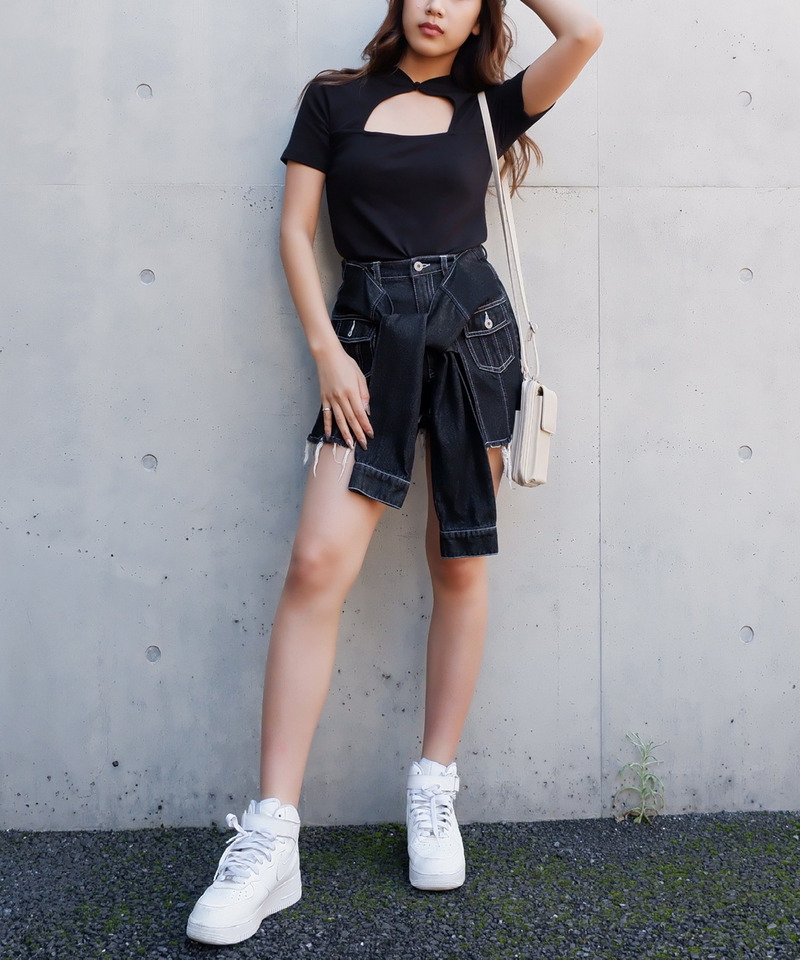 バストオープンリブトップス 詳細画像 ブラック 2