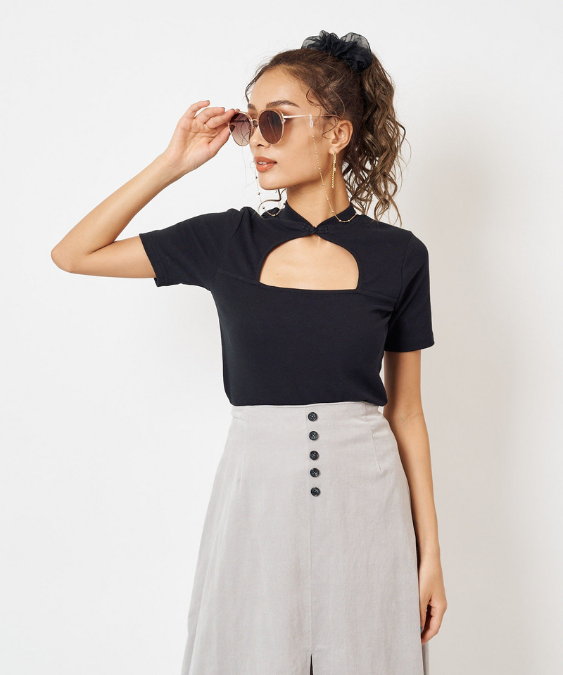 バストオープンリブトップス 詳細画像 ブラック 3