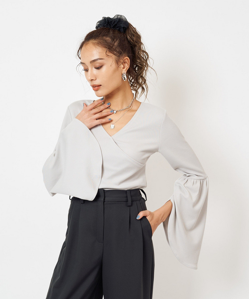 袖フレアカシュクールトップス 詳細画像 オフホワイト 3