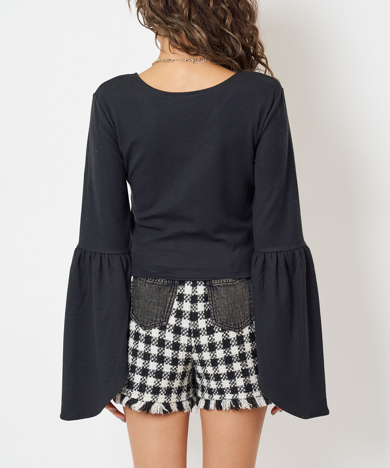 袖フレアカシュクールトップス 詳細画像 ブラック 7