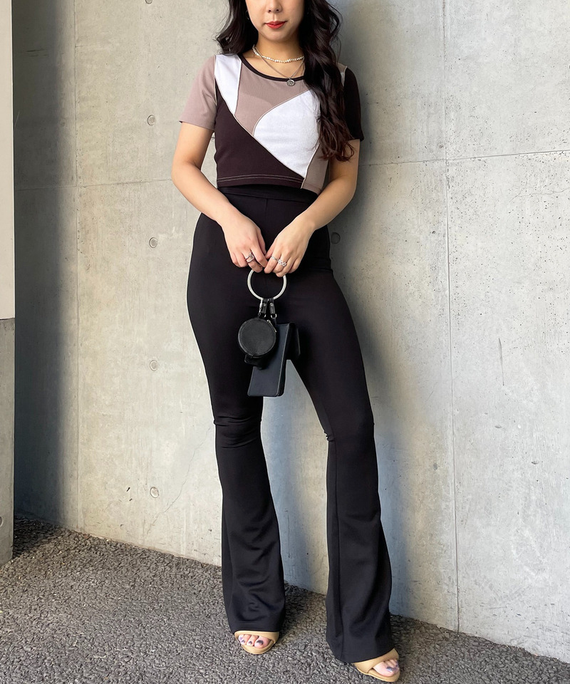 ミックスパターンリブトップス 詳細画像 ベージュ系 2