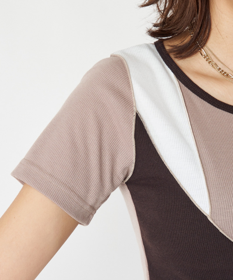 ミックスパターンリブトップス 詳細画像 ベージュ系 8