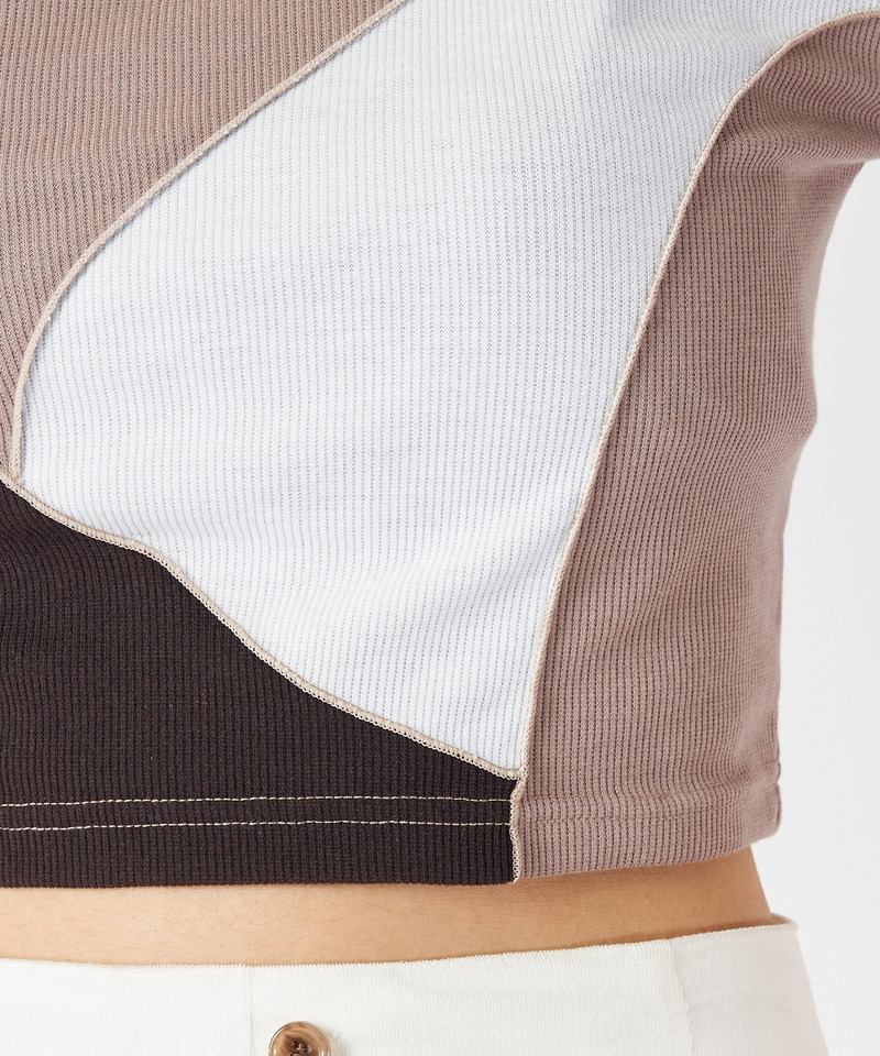 ミックスパターンリブトップス 詳細画像 ベージュ系 9