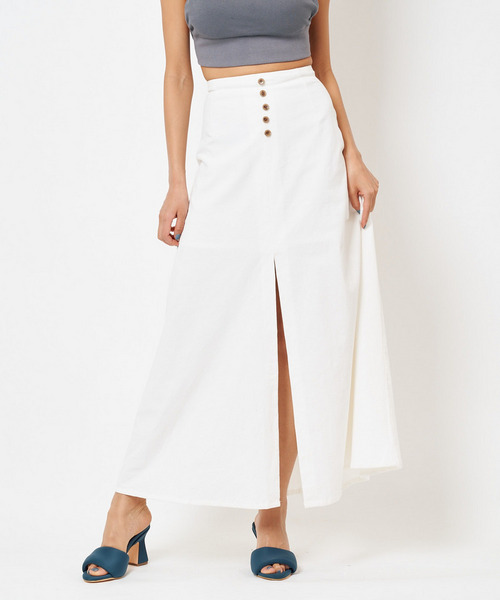 細コールスリットフレアスカート 詳細画像