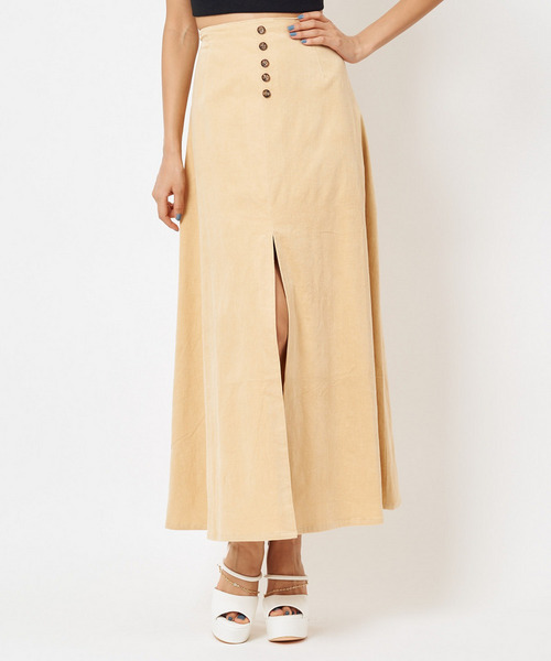 細コールスリットフレアスカート 詳細画像