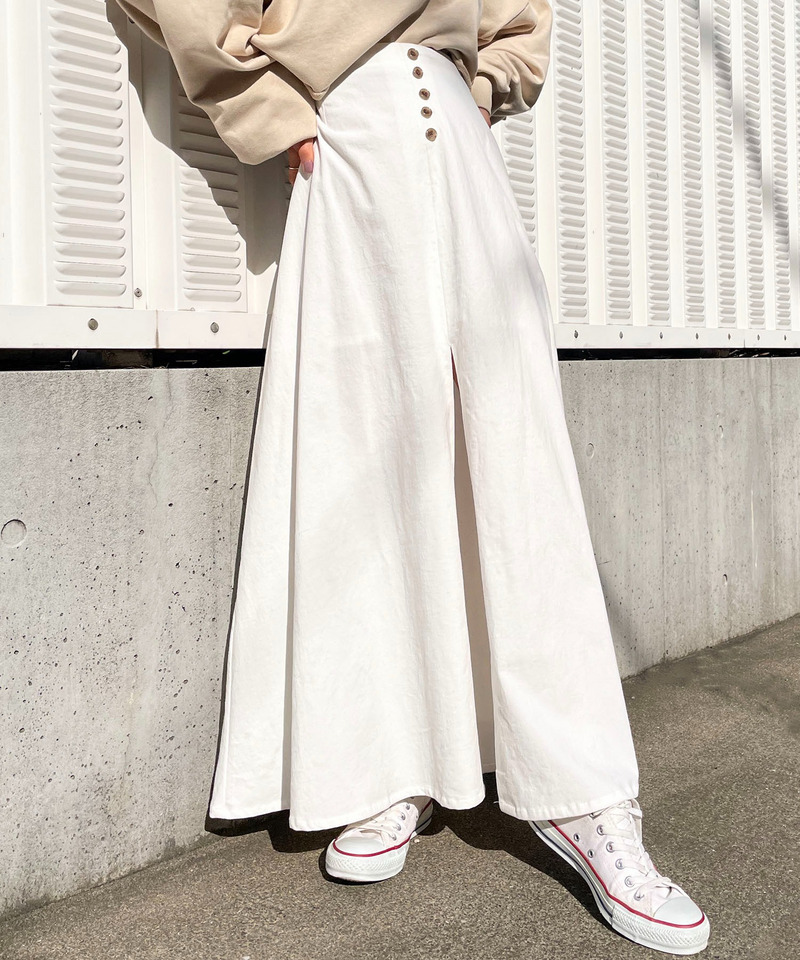 細コールスリットフレアスカート 詳細画像 オフホワイト 3