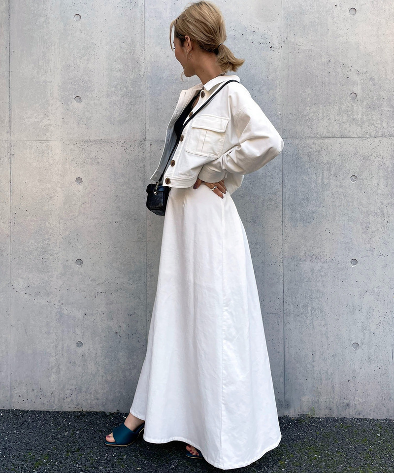 細コールスリットフレアスカート 詳細画像 オフホワイト 5