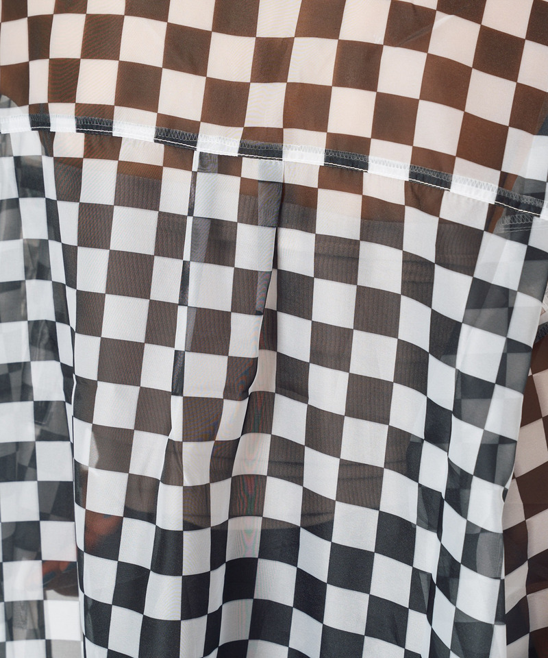 チェッカー柄シースルーオーバーシャツ 詳細画像 ブラック系 11