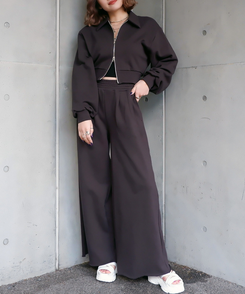 スウェットタックワイドパンツ 詳細画像 ブラック 2