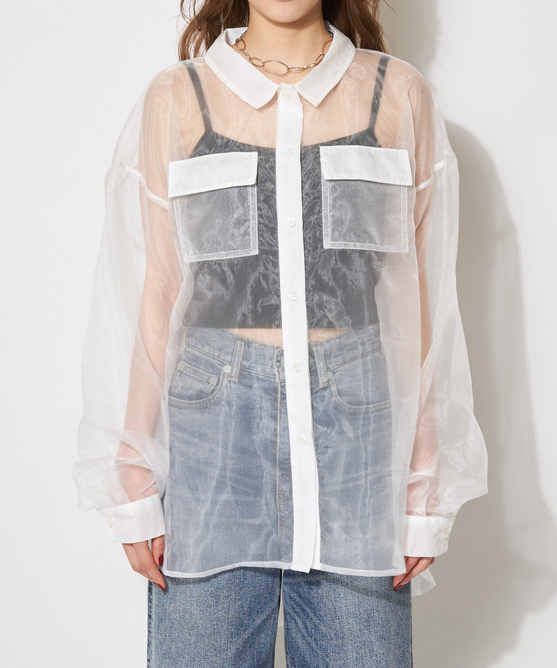 オーガンジーオーバーシャツ 詳細画像 オフホワイト 6