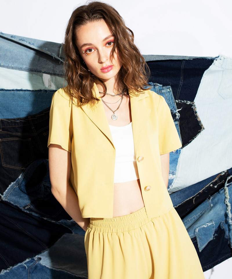 クロップドテーラージャケットセットアップ 詳細画像 イエロー 2