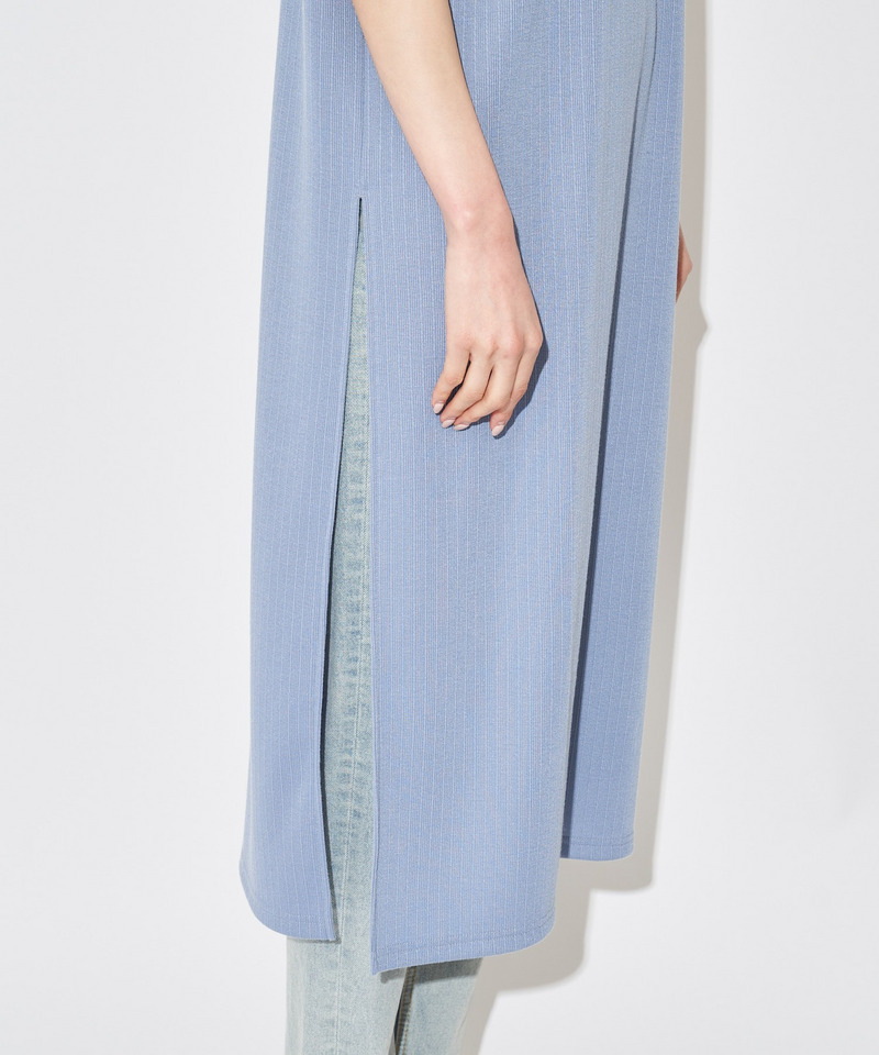 ロングスリットリブトップス 詳細画像 ブルー 8