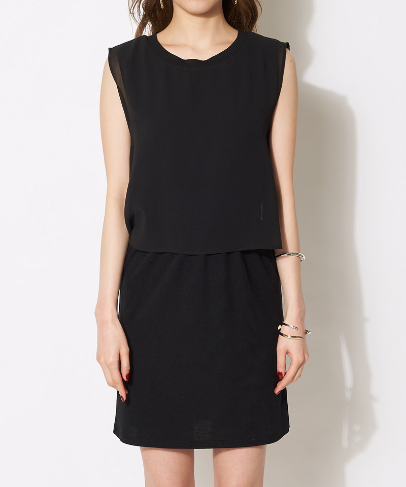 シフォンレイヤードワンピース 詳細画像 ブラック 3