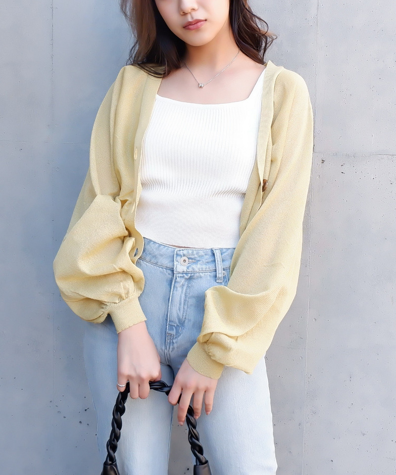 ドルマンラメカーディガン 詳細画像 グリーン 4