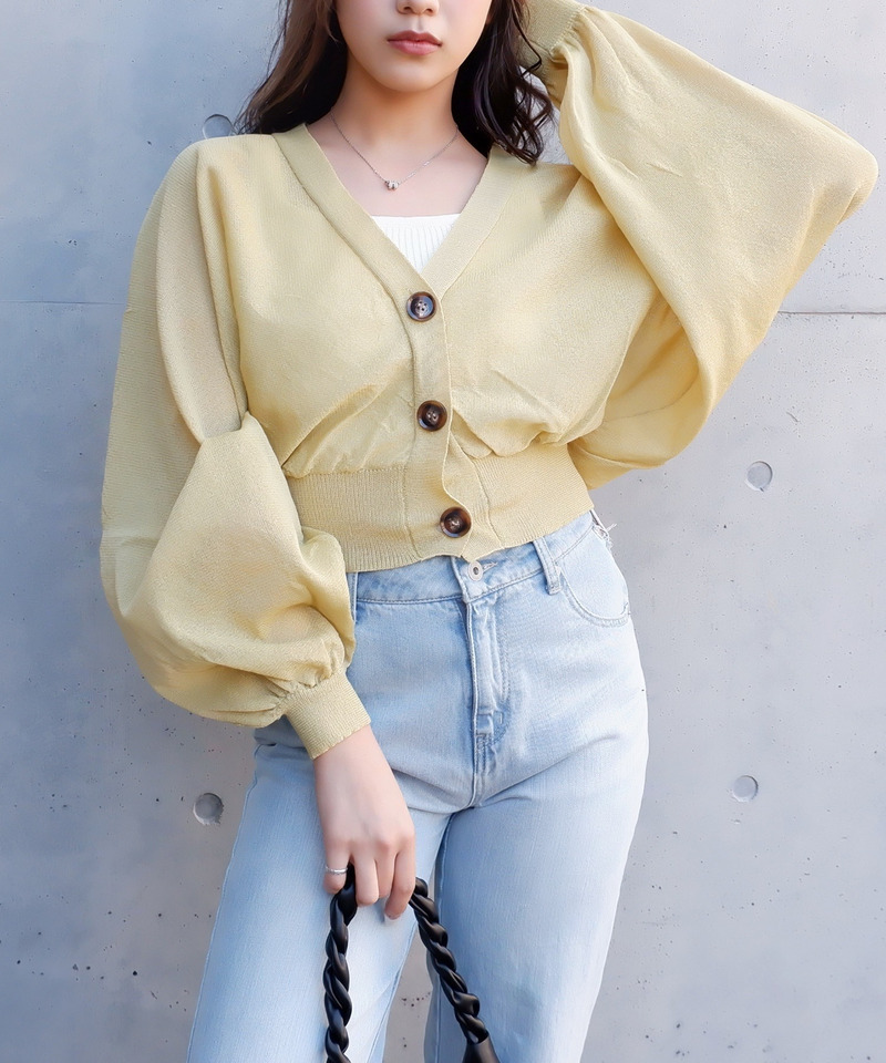 ドルマンラメカーディガン 詳細画像 グリーン 5