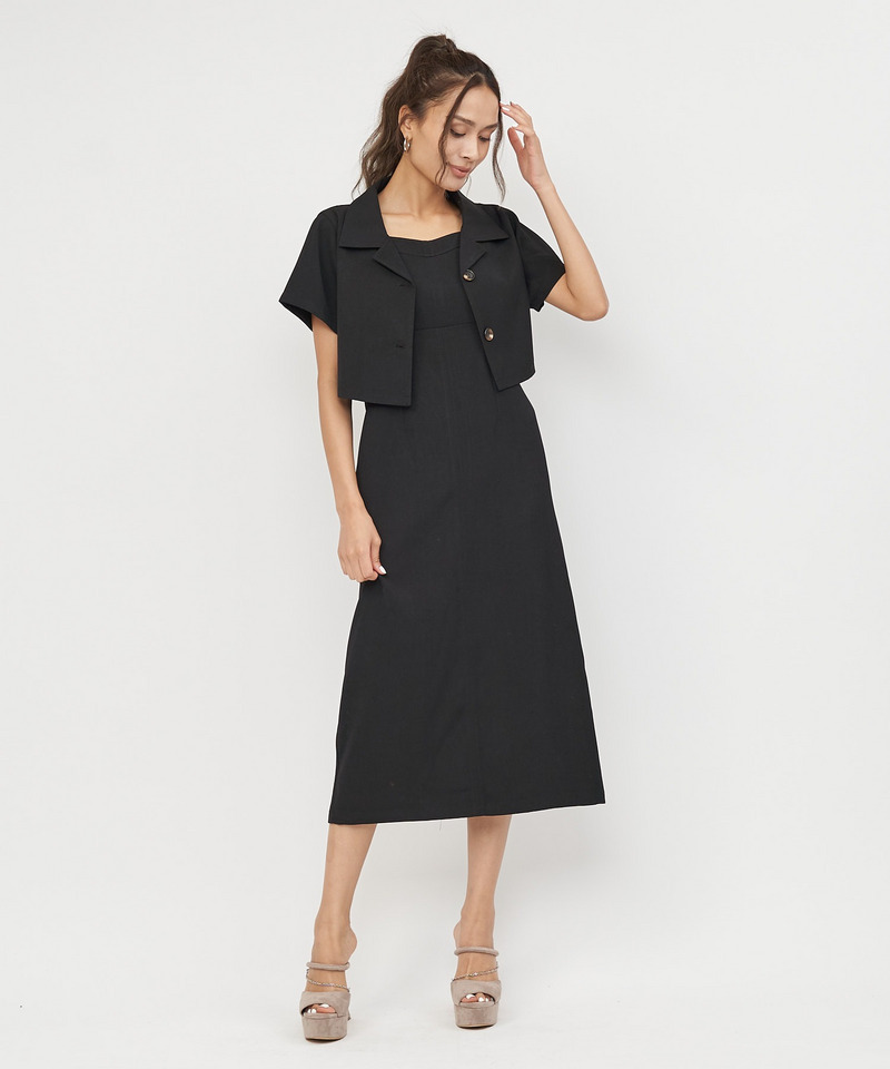 開襟ジャケット&times;ワンピースセット 詳細画像 ブラック 5