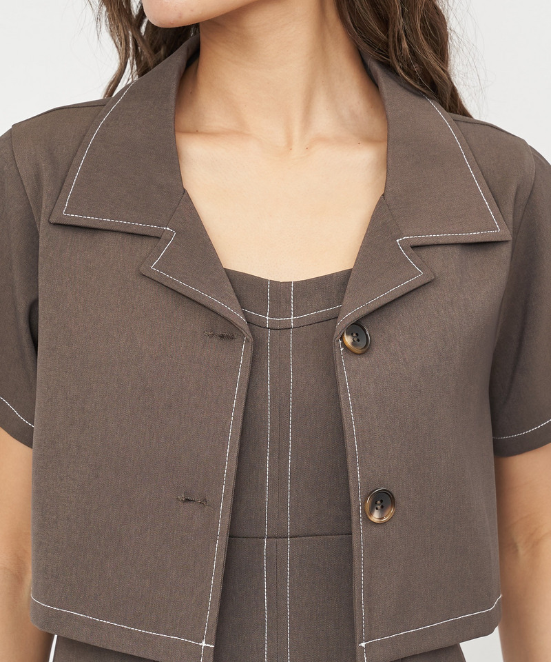 開襟ジャケット&times;ワンピースセット 詳細画像 ブラック 6