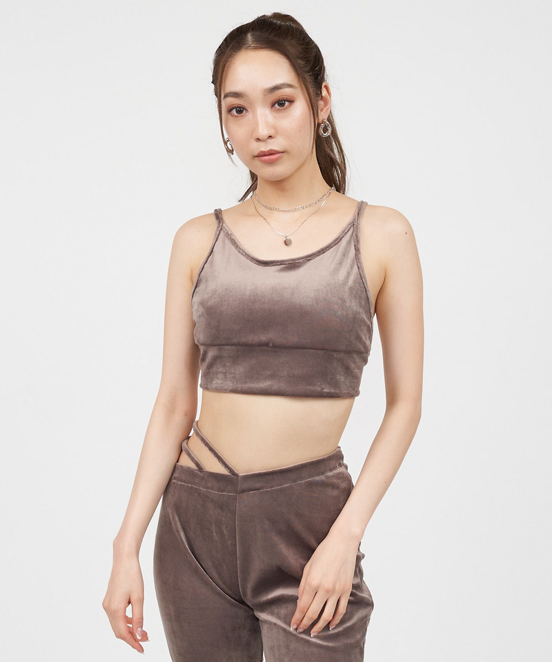 バックオープンパット付きベロアビスチェ 詳細画像 キャメル 2