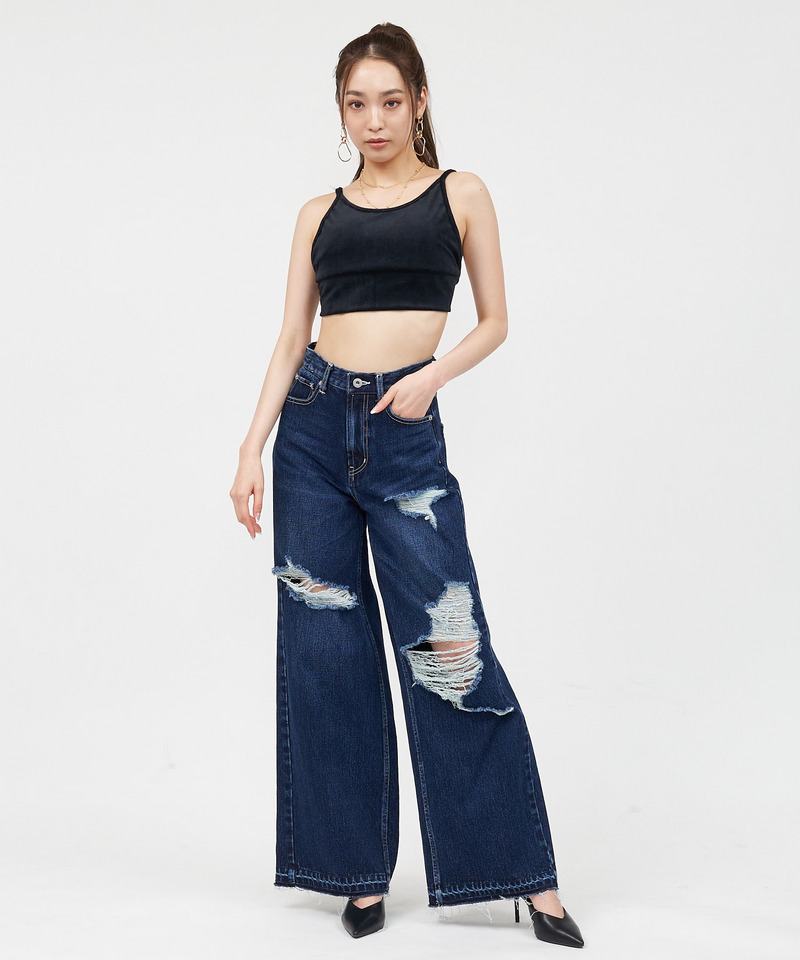 バックオープンパット付きベロアビスチェ 詳細画像 ブラック 3