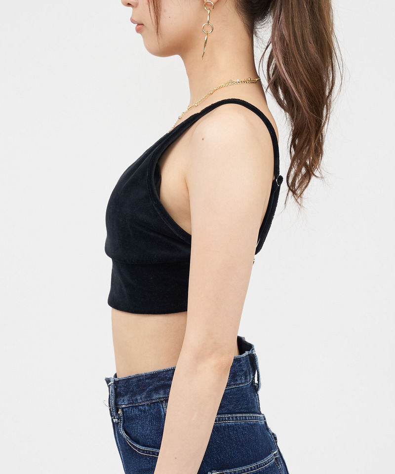 バックオープンパット付きベロアビスチェ 詳細画像 ブラック 7