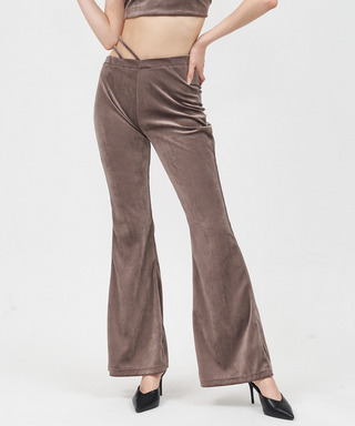 アシメフレアベロアパンツ