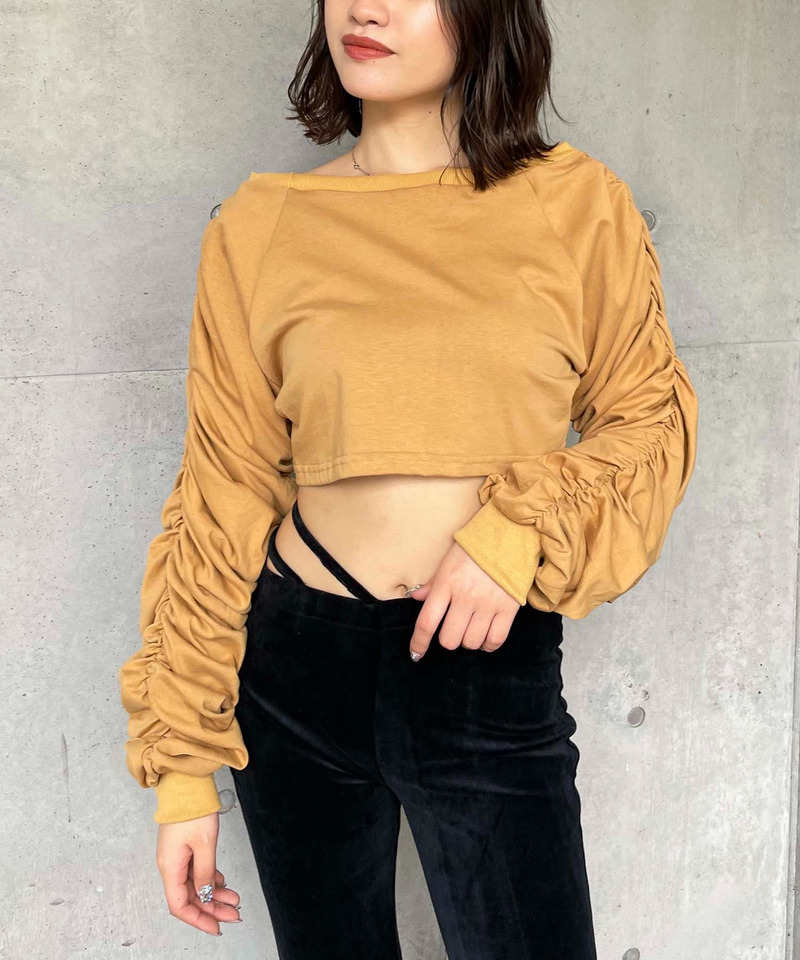 袖ギャザートップス 詳細画像 イエロー 1