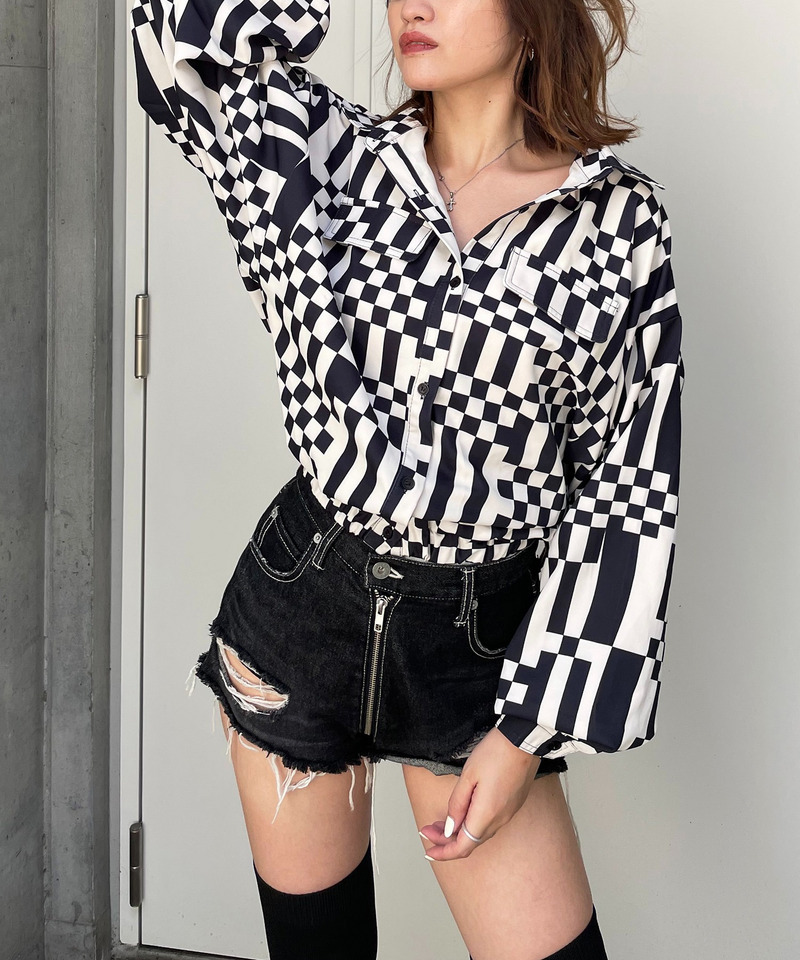 ブロックチェックショートジャケット 詳細画像 ブラック系 1