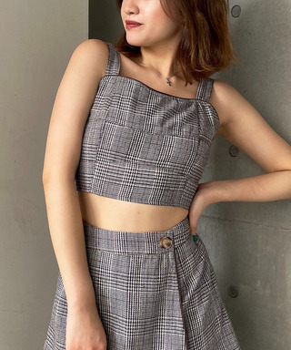 チェック柄パイピングビスチェ